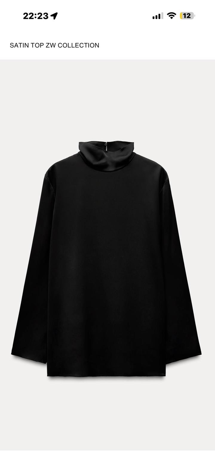 Блузка черная Zara атласна