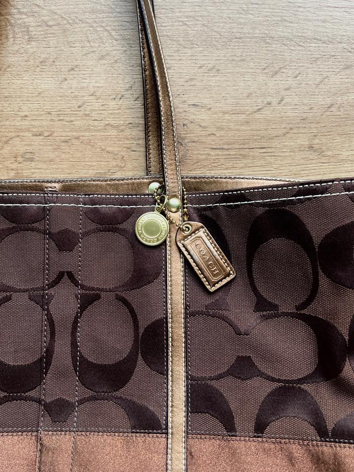 Винтажная сумка шоппер Coach Signature Stripe Tote