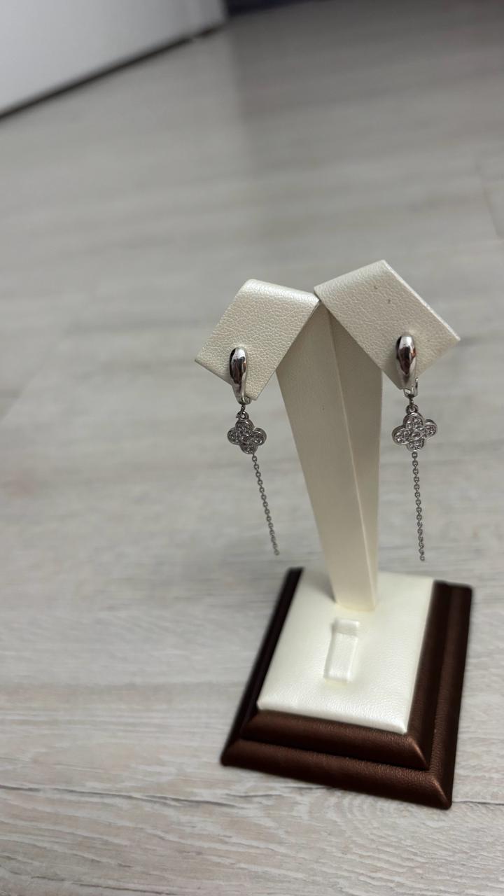 Висячие серьги Van Cleef & Arpels с цирконием.Серебро 925 проба.