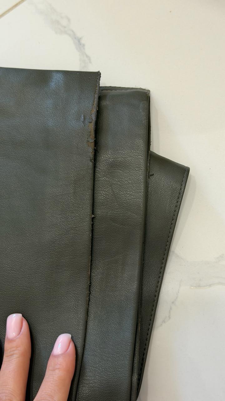 Кожаные брюки ZARA, цвет хаки