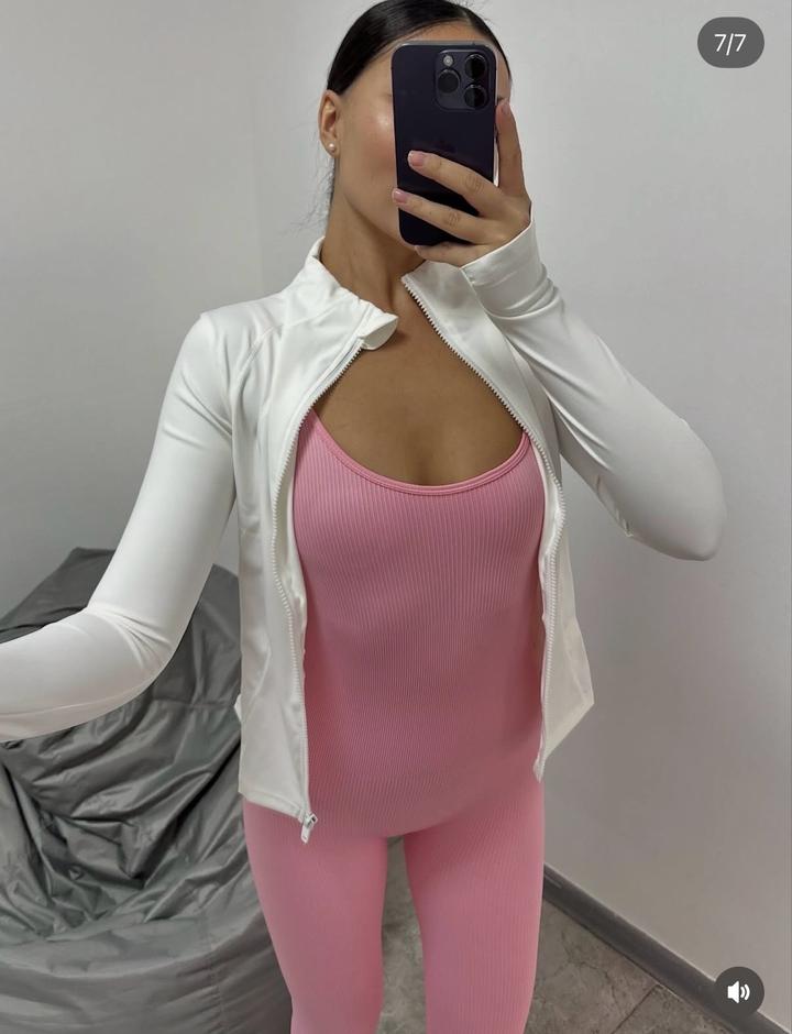 Рашгард белый для фитнеса размер S с замком