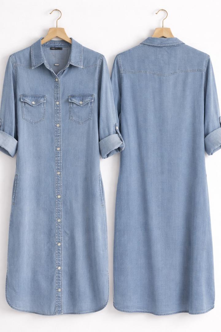 Джинсовое платье-рубашка — универсальная база