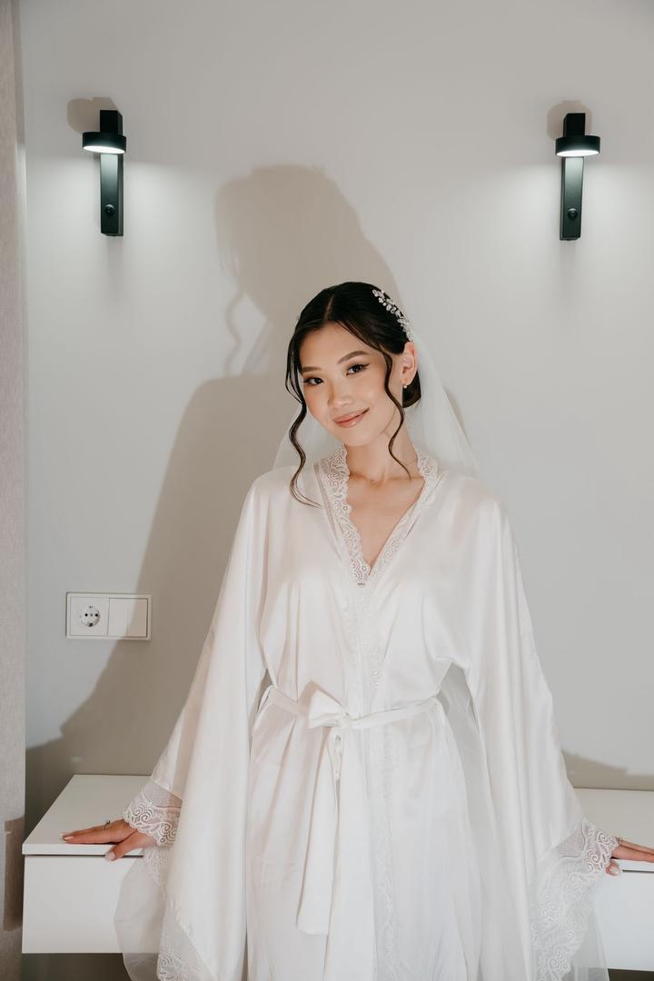 Нежный bridal халат для утра невесты