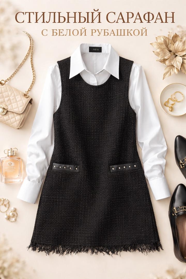 Стильный сарафан ZARA BASIC - трендовый твид