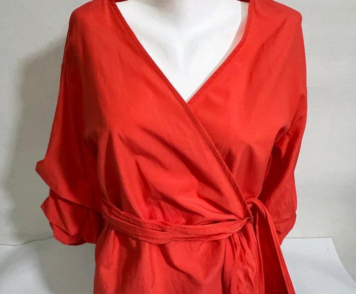 Блуза M 46 размер блузка коралловая рубашка рукав 3/4