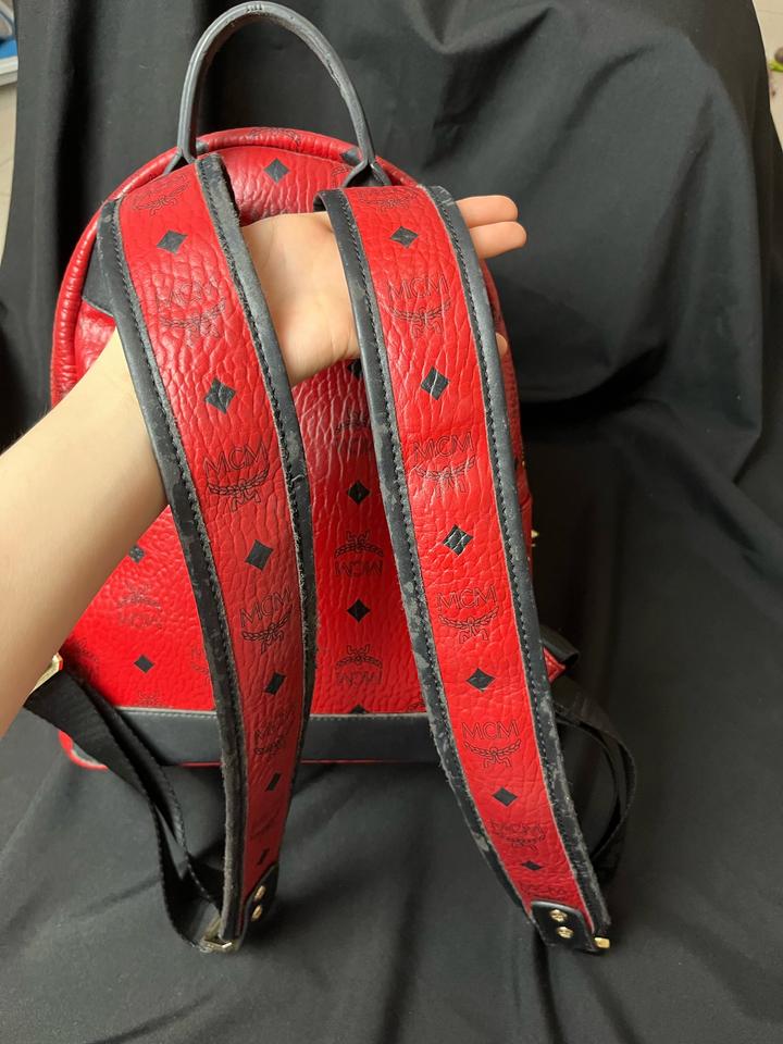 Mcm stark studded backpack red