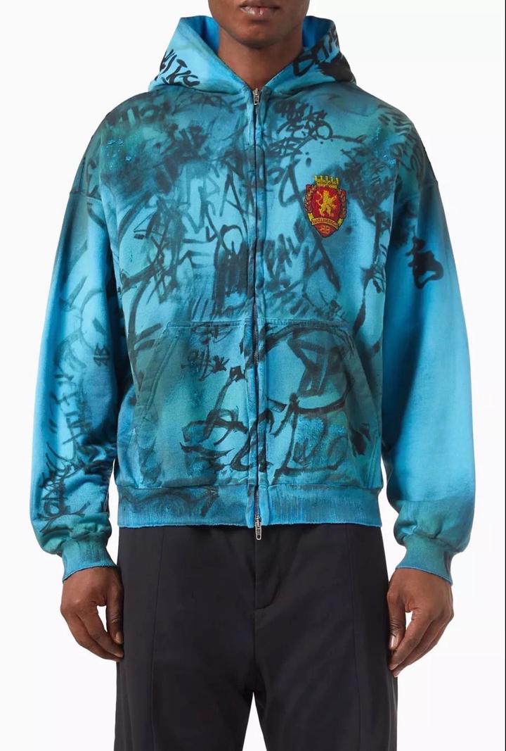 Balenciaga Skater Zip Hoodie Blue