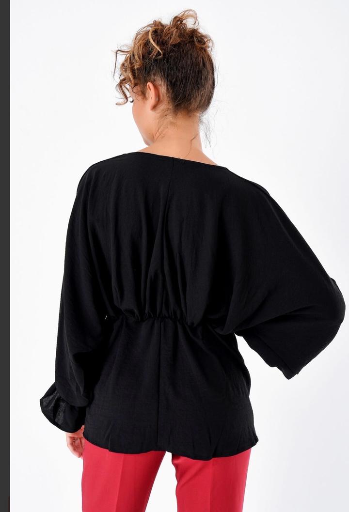 ЧЕРНАЯ БЛУЗКА С РУКАВАМИ «ЛЕТУЧАЯ МЫШЬ»