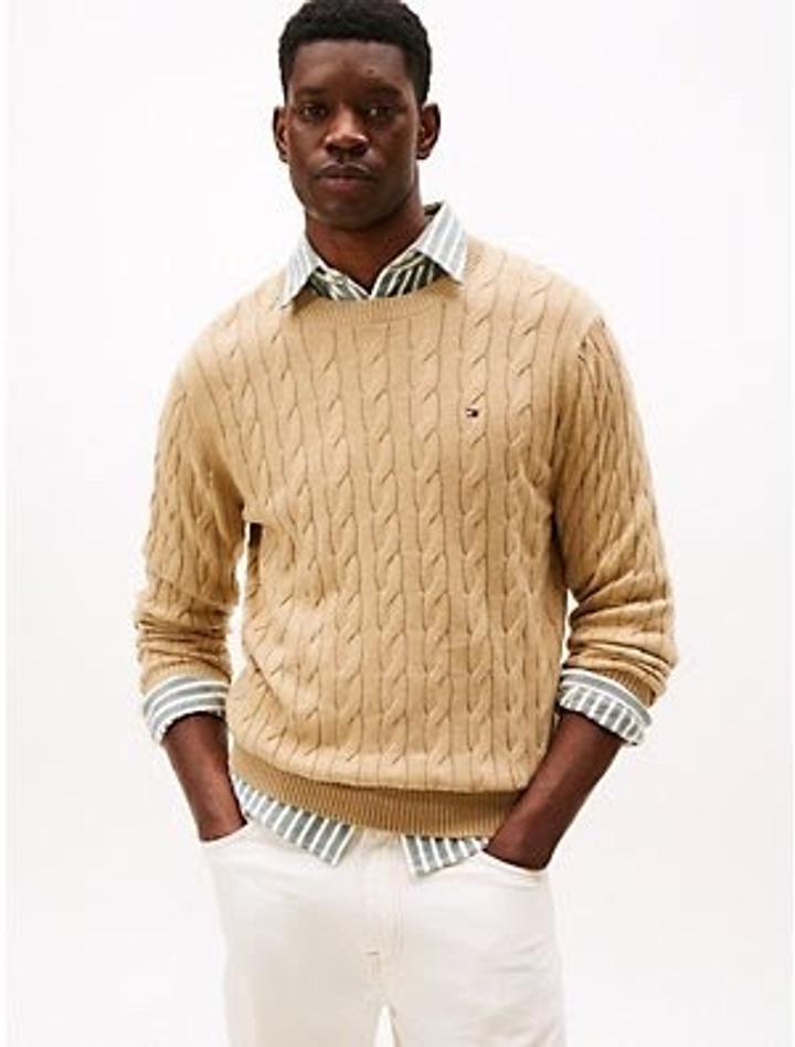 СВИТЕР С КРУГЛЫМ ВЫРЕЗОМ И КОСАМИ TOMMY HILFIGER