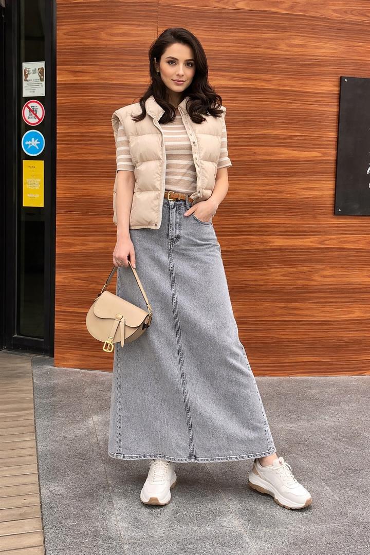 Джинсовая юбка макси