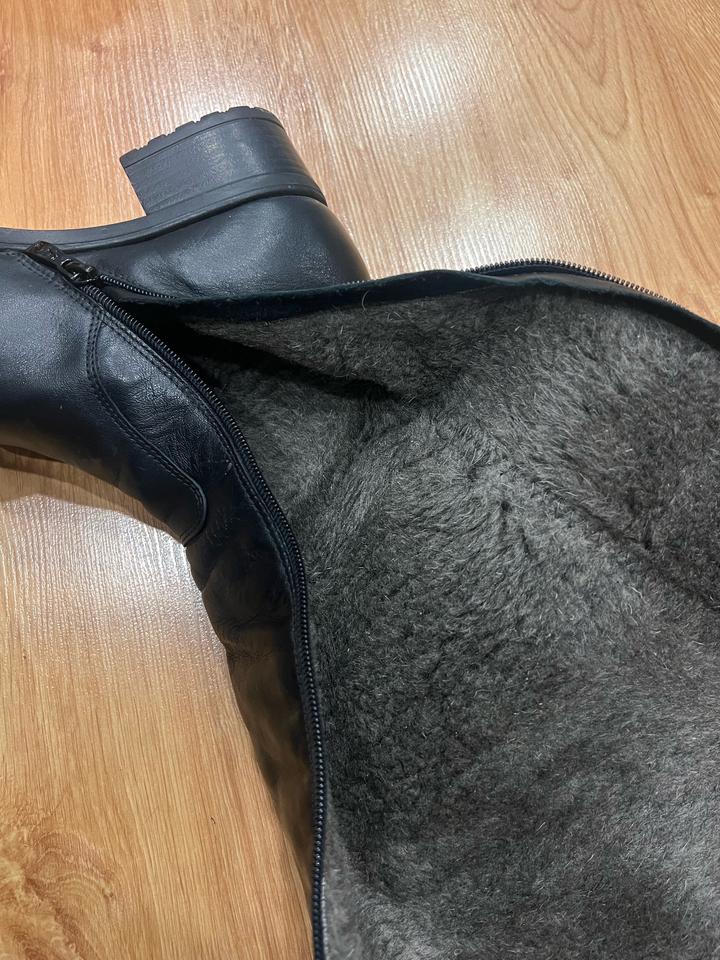 Кожаные длинные сапоги (зима)