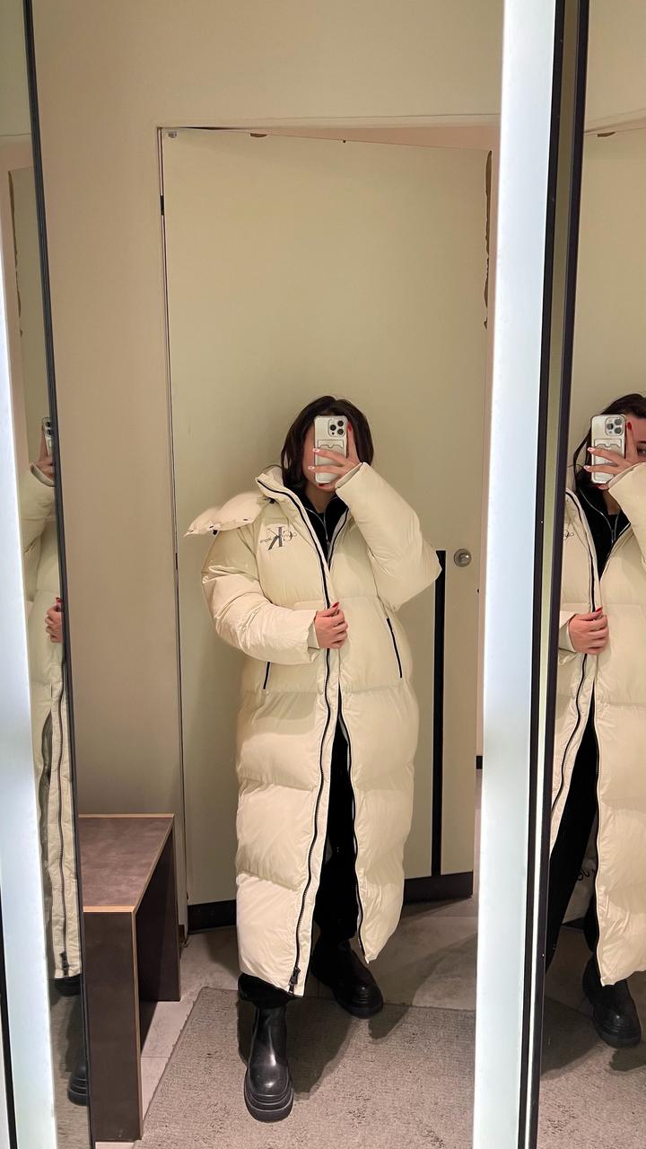 Белая куртка пуховик Calvin Klein оригинал, размер XS