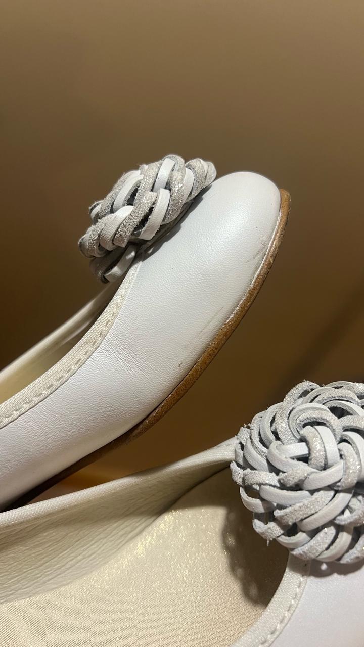 Белые нарядные детские балетки