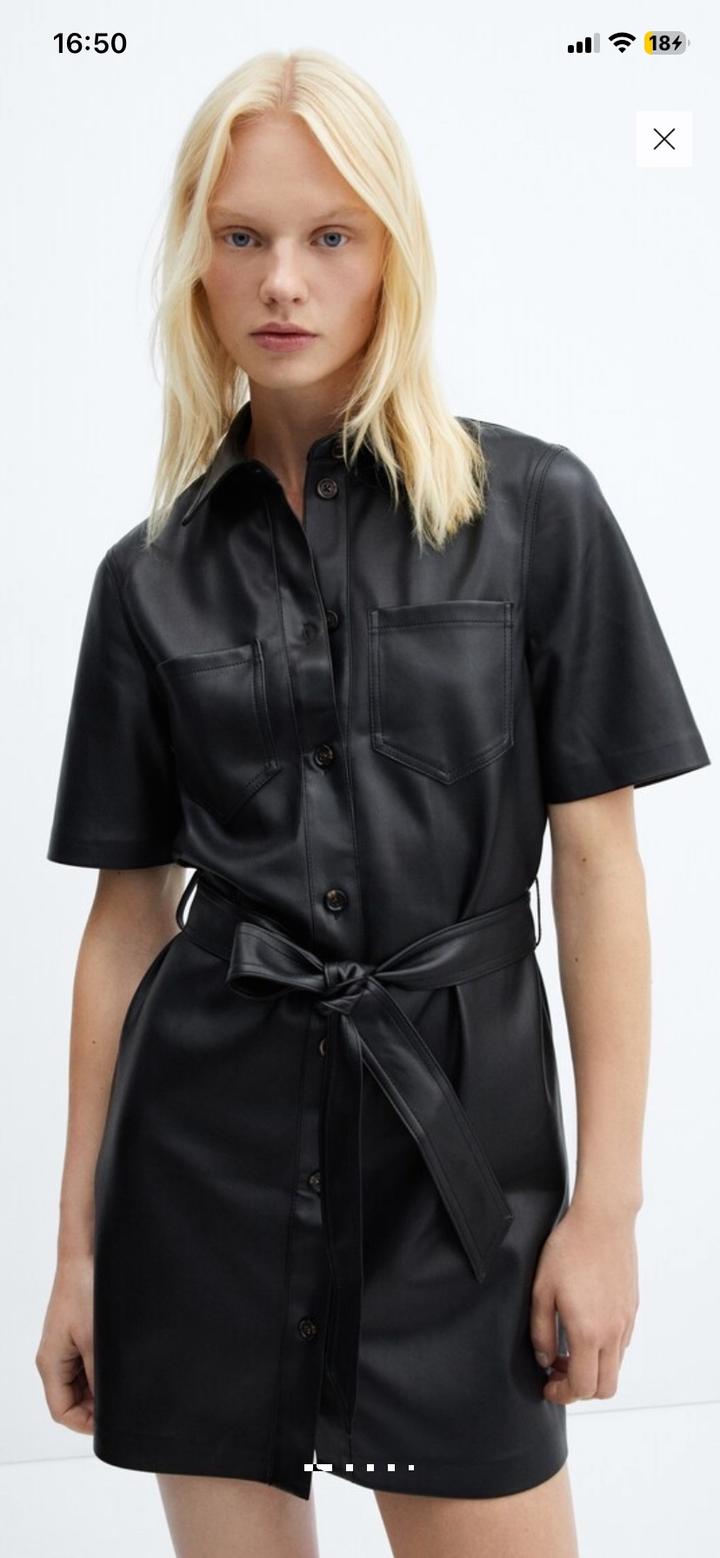 Черное эко кожа платье