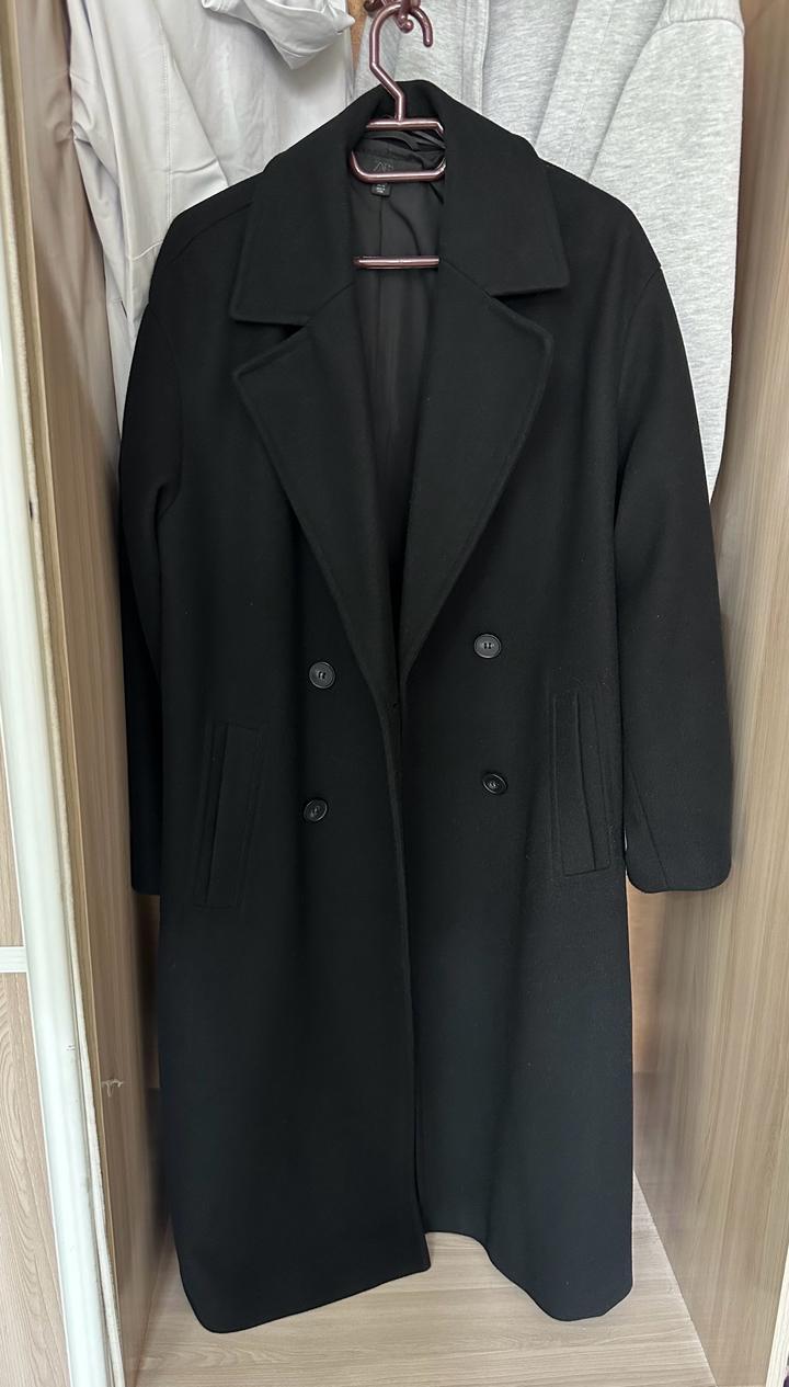 Черное пальто Zara,оверсайз