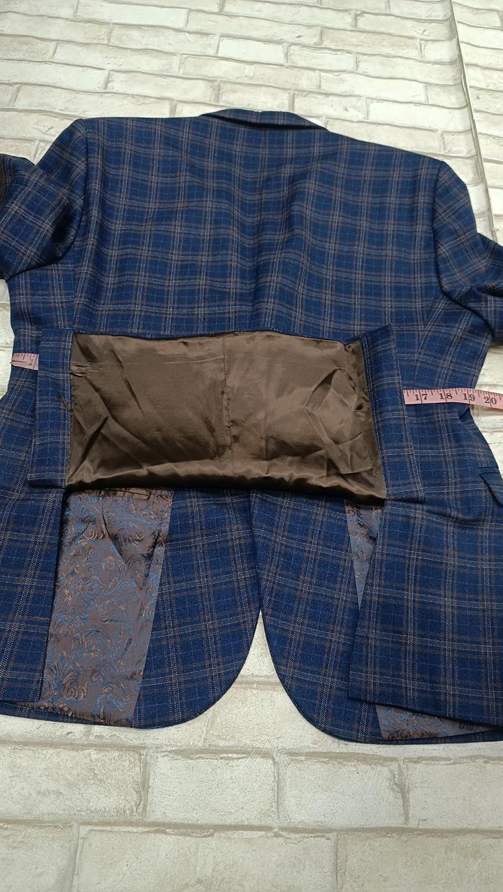 Мужской пиджак повседневный синий в клетку