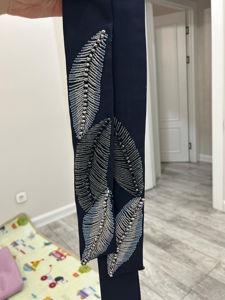 Темно синее платье ручной работы