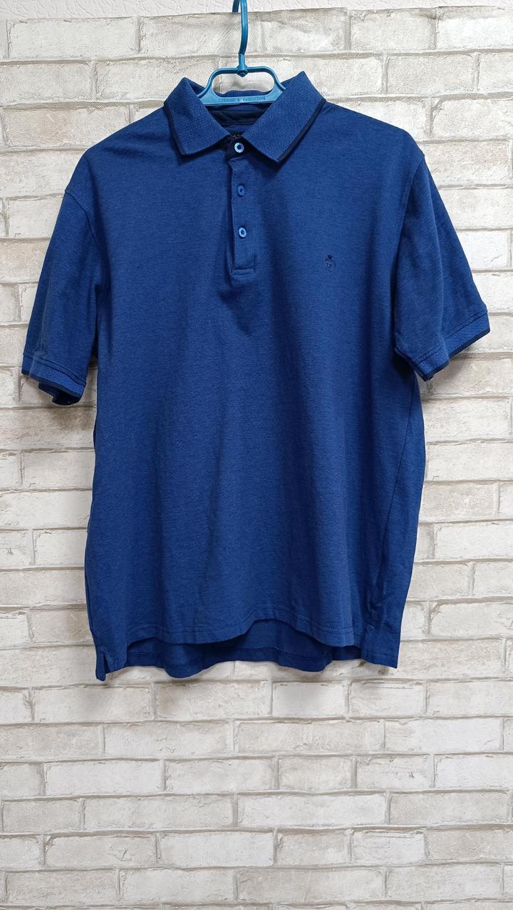 Мужская футболка поло синяя хлопок