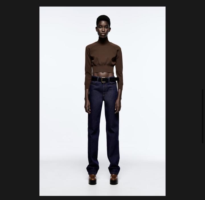 Зара ТРИКОТАЖНЫЙ ТОП С ВЫСОКИМ ВОРОТНИКОМ И ПОДПЛЕЧНИКАМИ