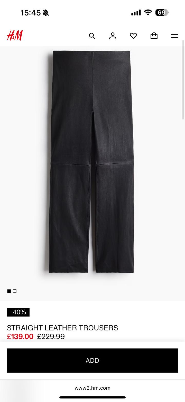 Кожаные прямые брюки H&M