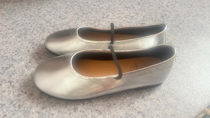 Серебристый балетка