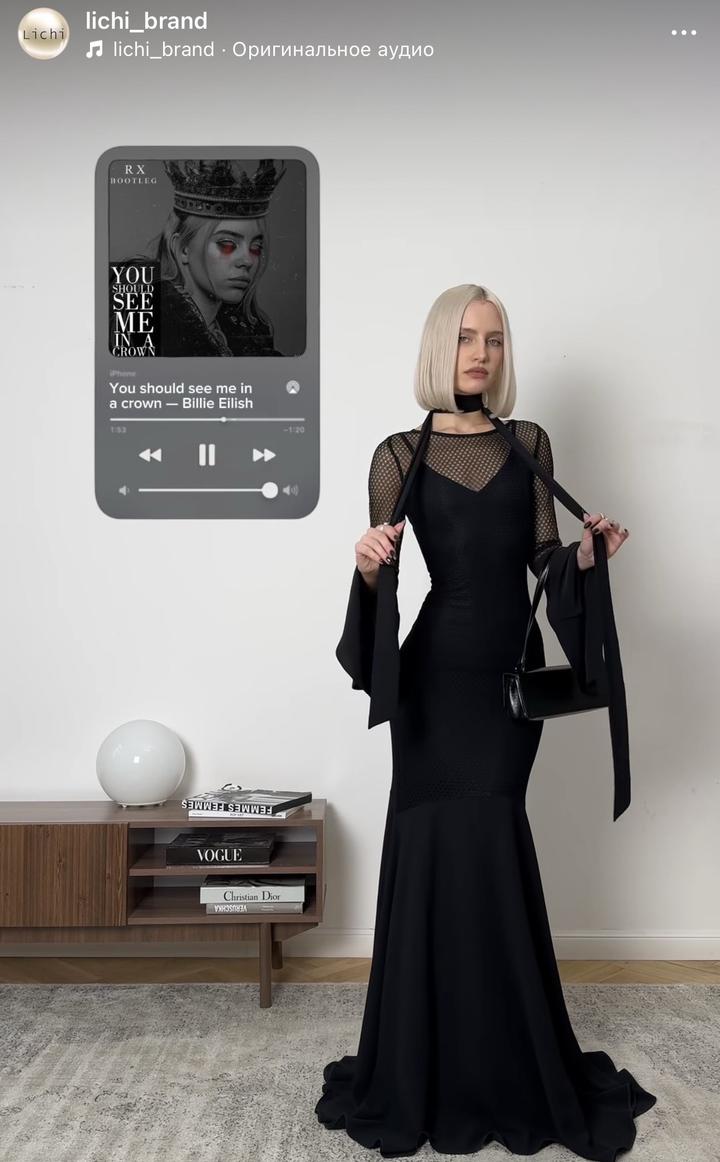 Черное вечернее платье LICHI