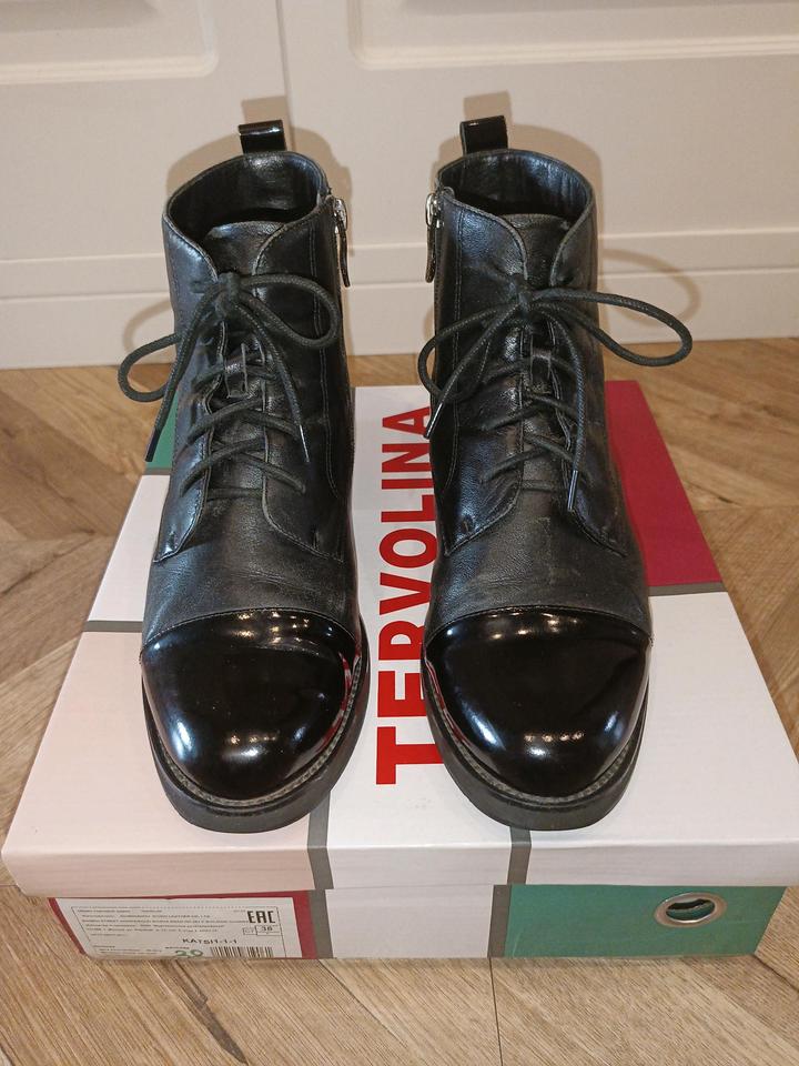 Ботинки кожаные демисезонные черные Tervolina