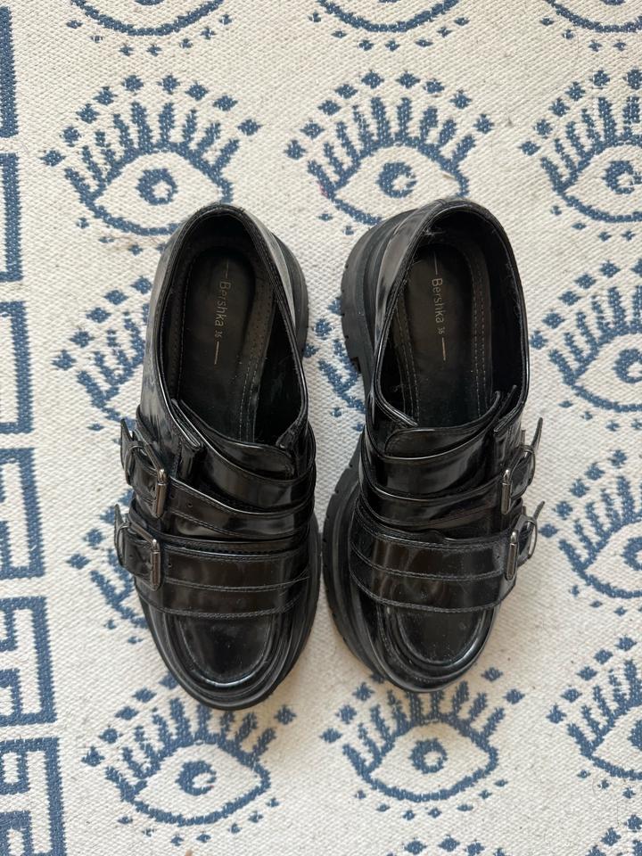 Bershka black Chunky Buckle Platform