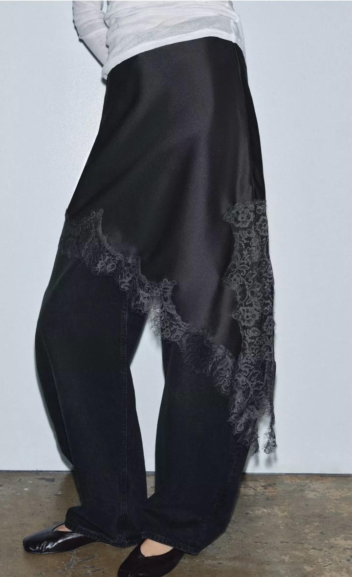 Юбка атласная темно серая Zara