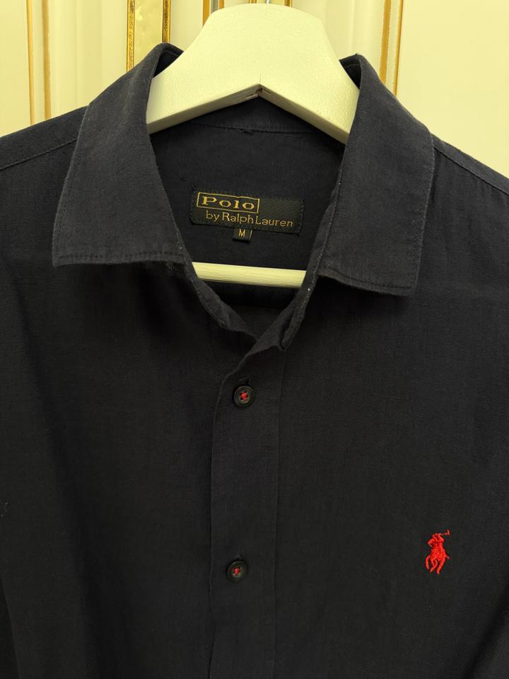 Мужская синяя льняная рубашка Polo by Ralph Lauren