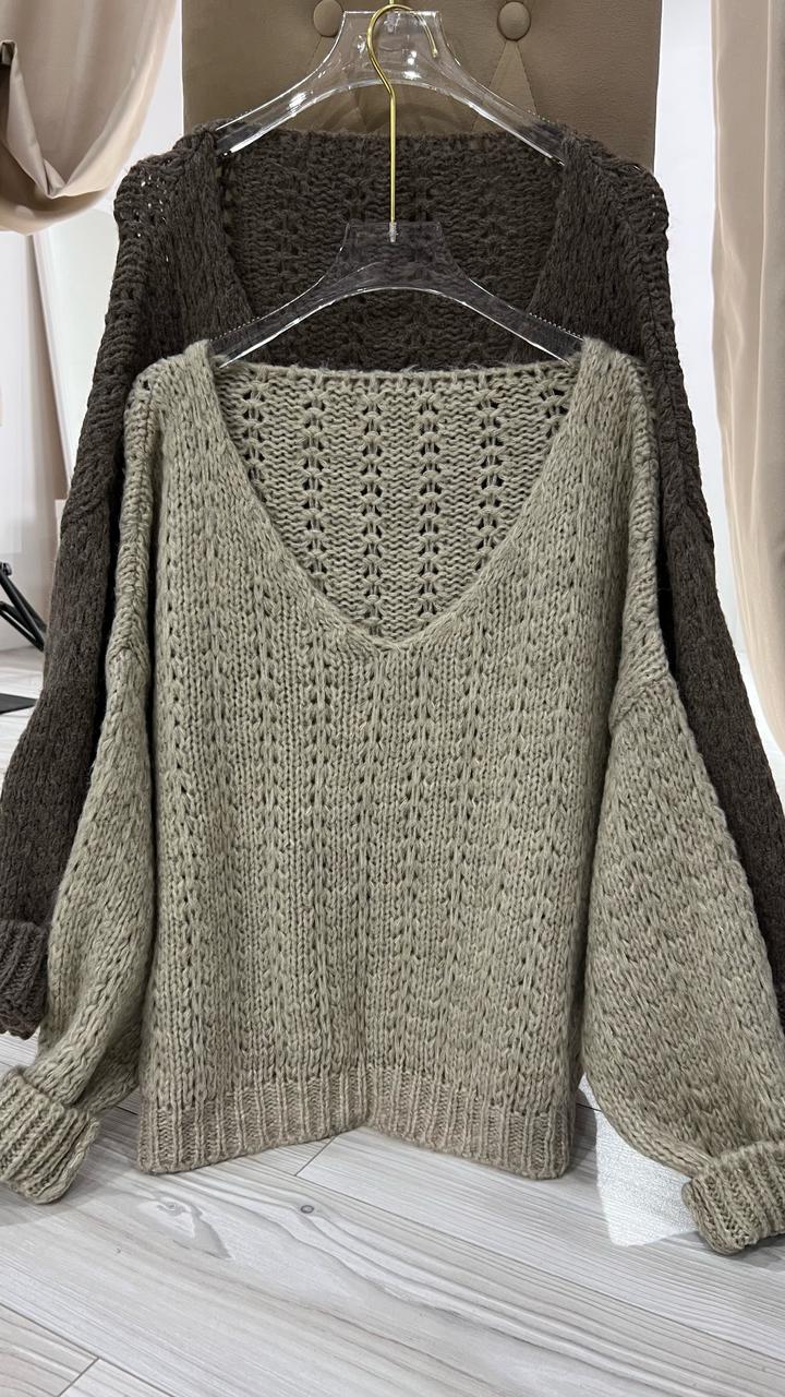 Пуловер ажурный