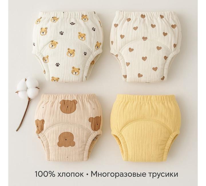 Эко-трусики Mello S xТигЖелСерМиш 4 шт, макс. вес 7
