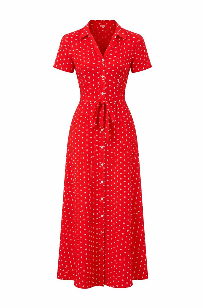 Красное платье-рубашка