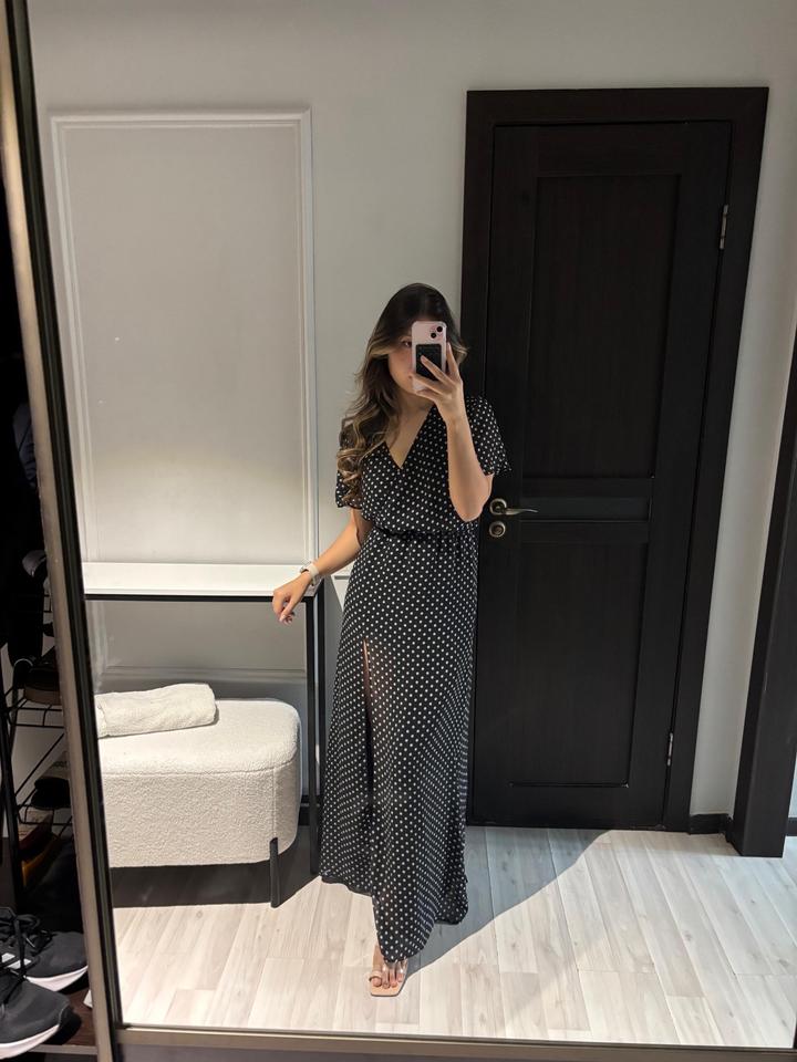 Платье длинное в горошек