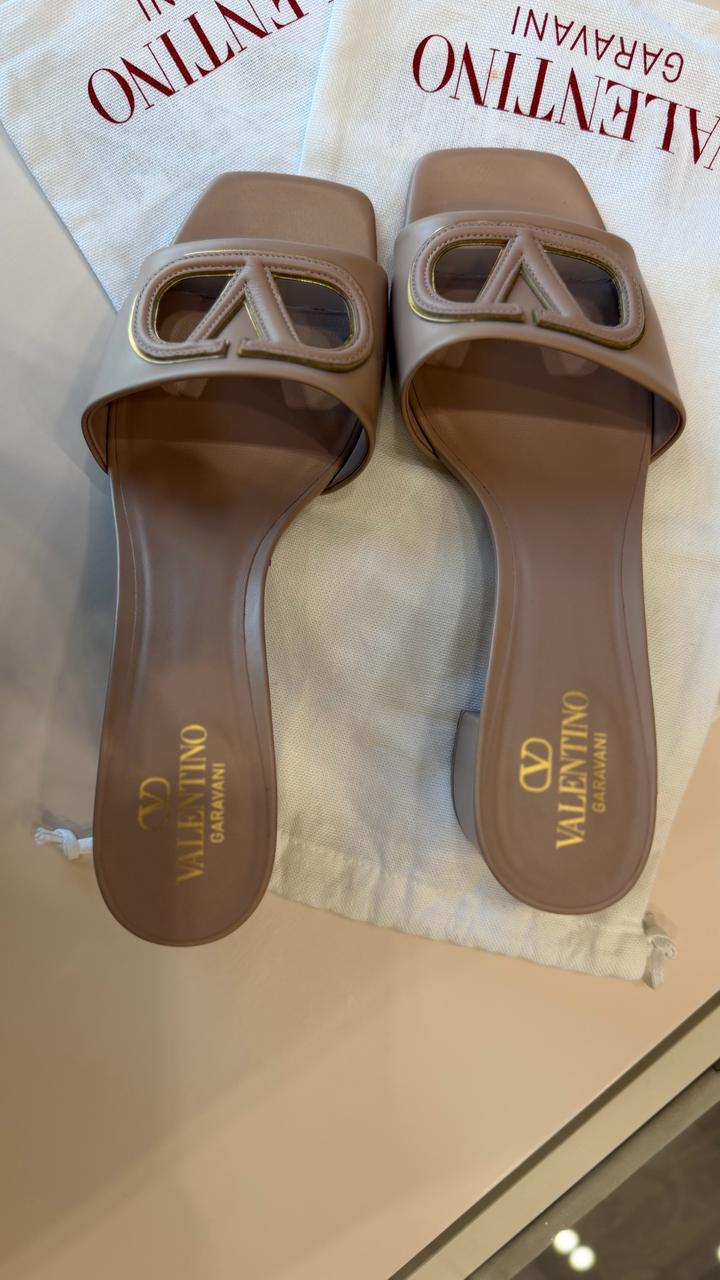 VLogo Signature Leather Slide Sandal 60Mm
