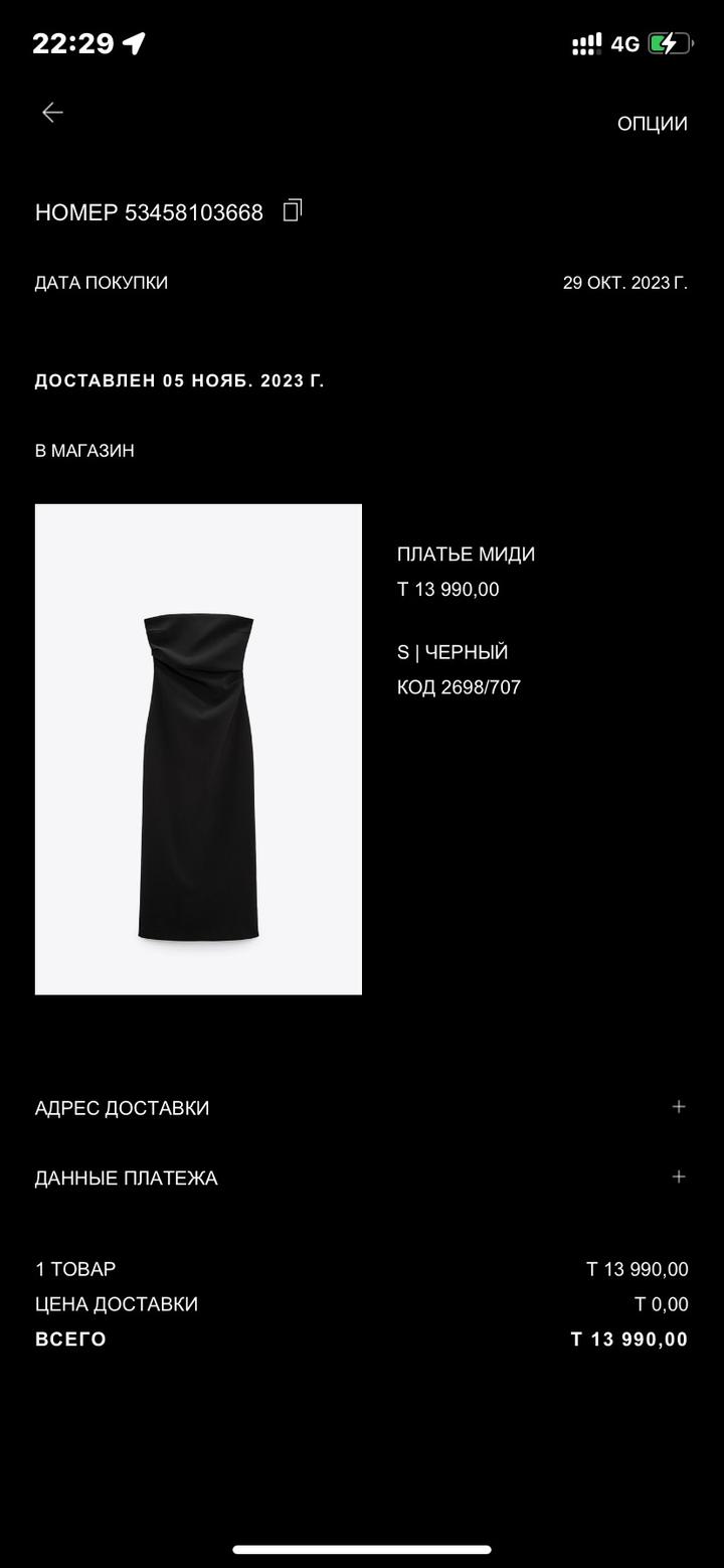 Черное платье Zara
