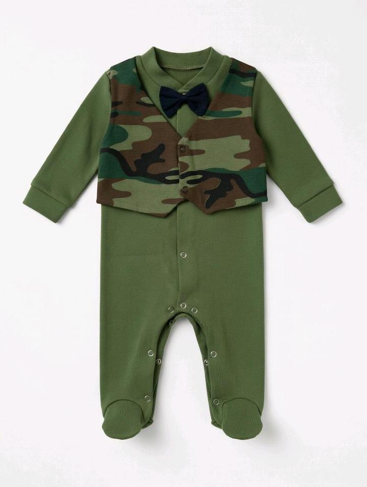 Стильный камуфляжный комбинезон с жилеткой и бабочкой для маленького защитника ❤️