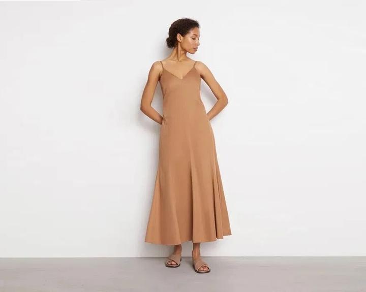 Сарафан 12 STOREEZ хлопок миди бежевый