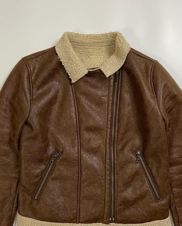 Vintage leather Uniqlo Sherpa pink rock jacket