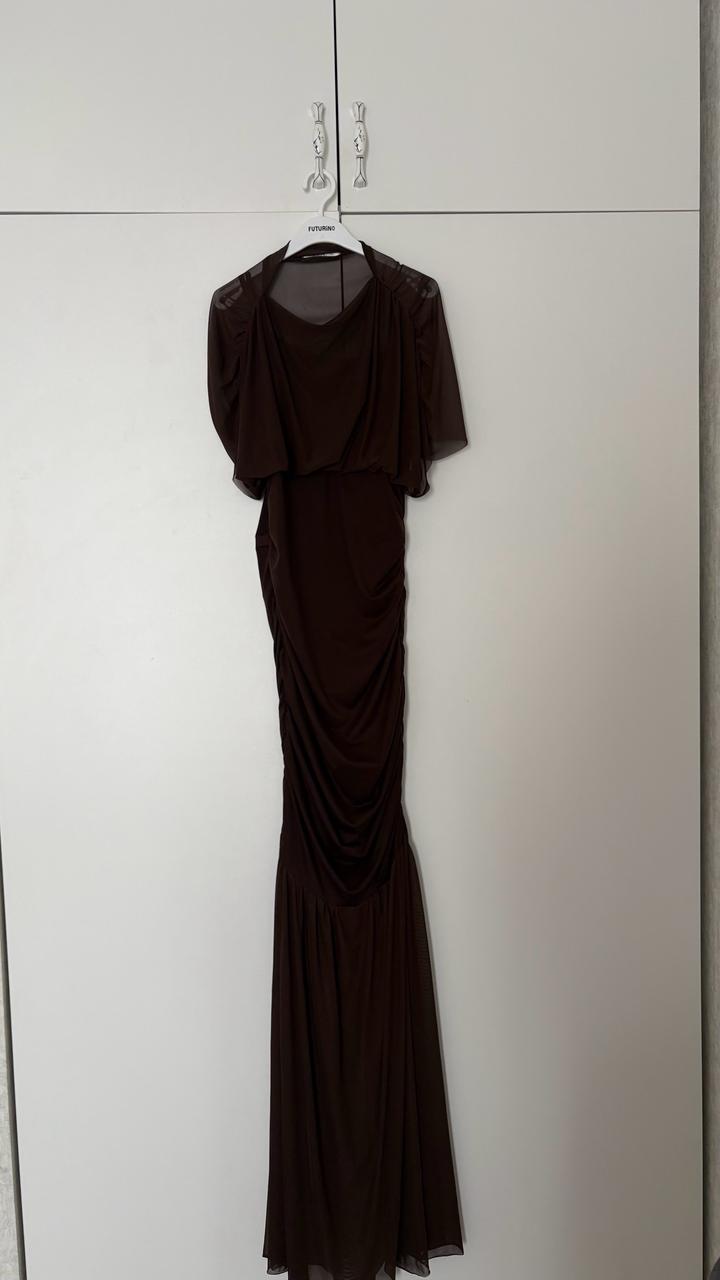 Коричневое вечернее платье