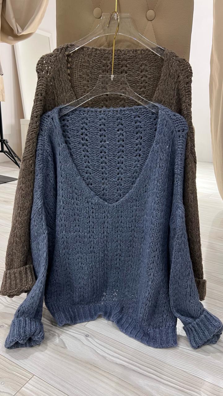 Пуловер ажурный