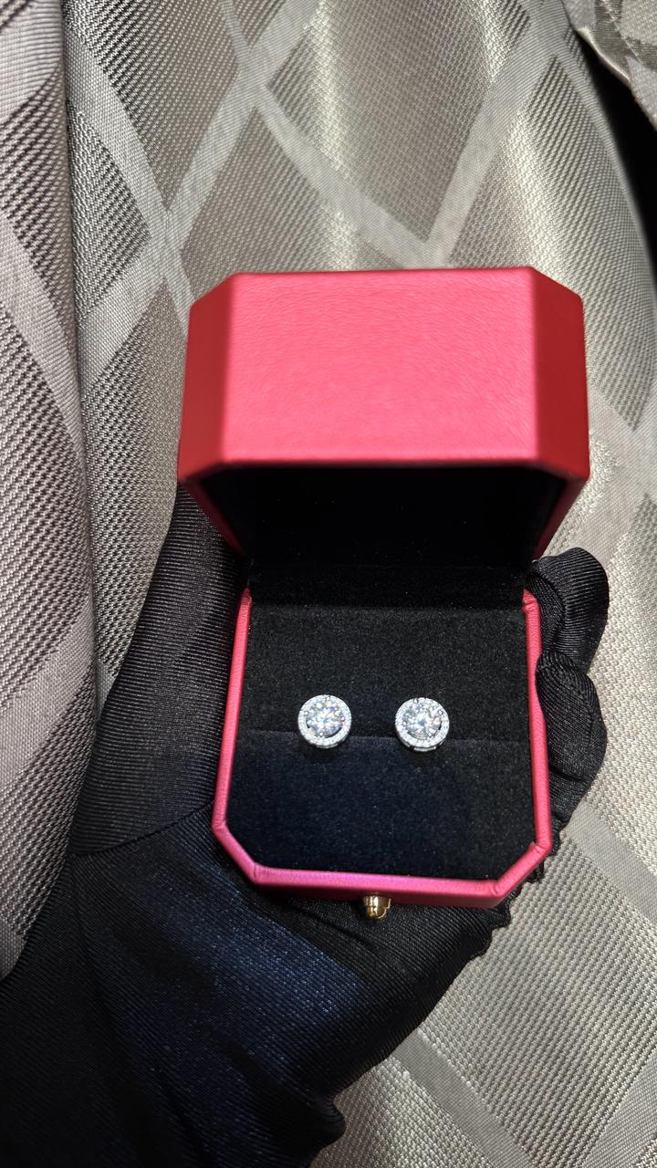 Пусеты по 1 карату, Муассанит GRA| Серебро 925