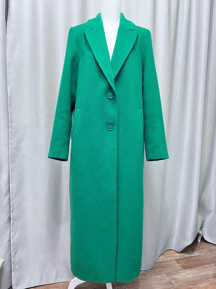 Пальто длинное зеленое