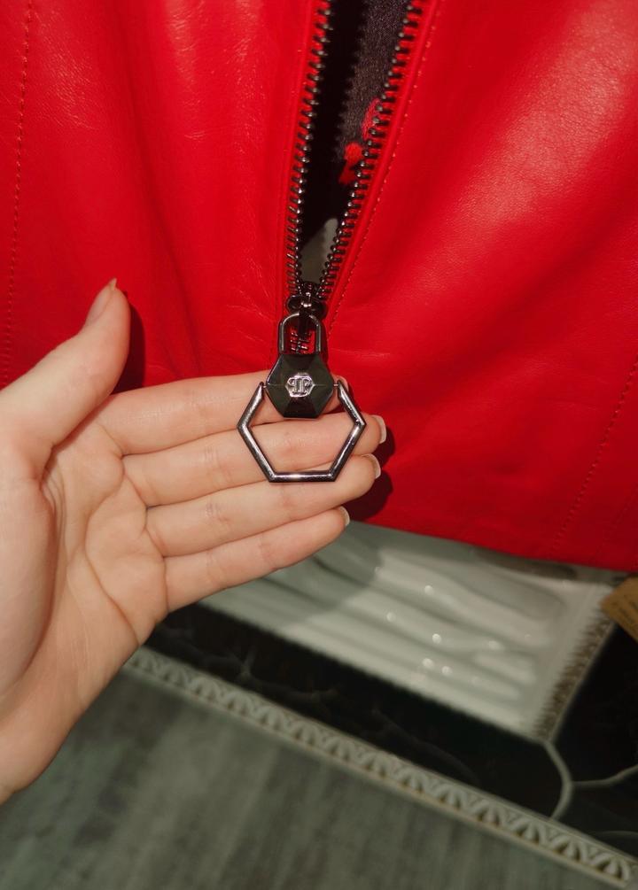 Коженная куртка кораловая Philipp Plein