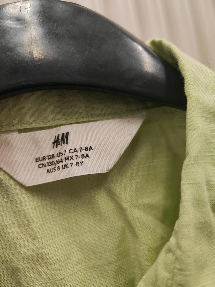 *Платье H&M 128/130 фисташковое рубашка*