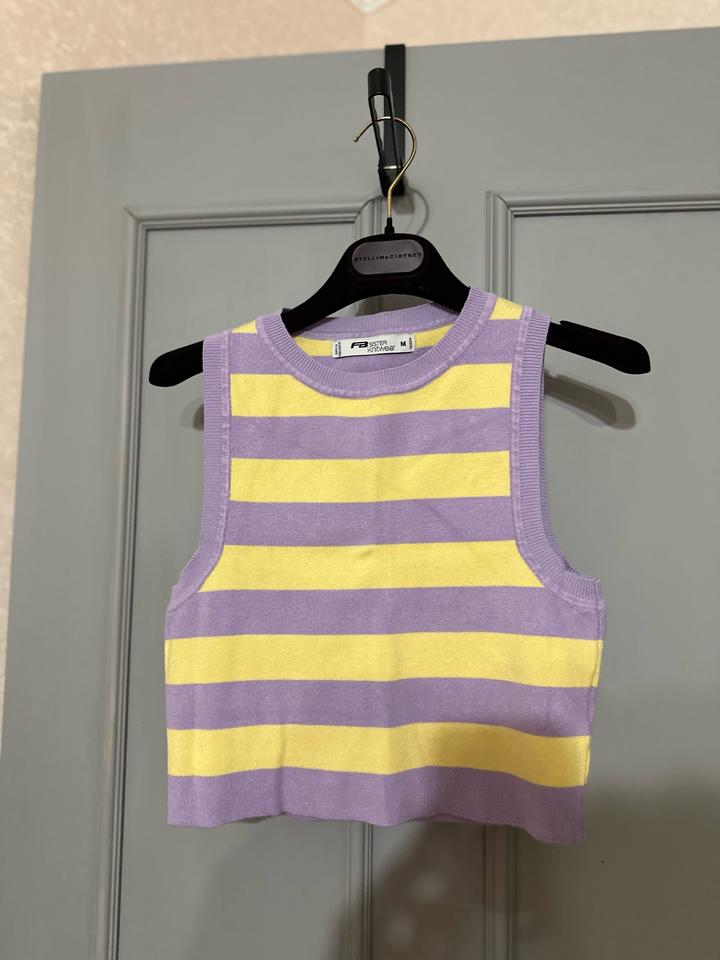 Лавандово-жёлтый кроп-топ в полоску 💛