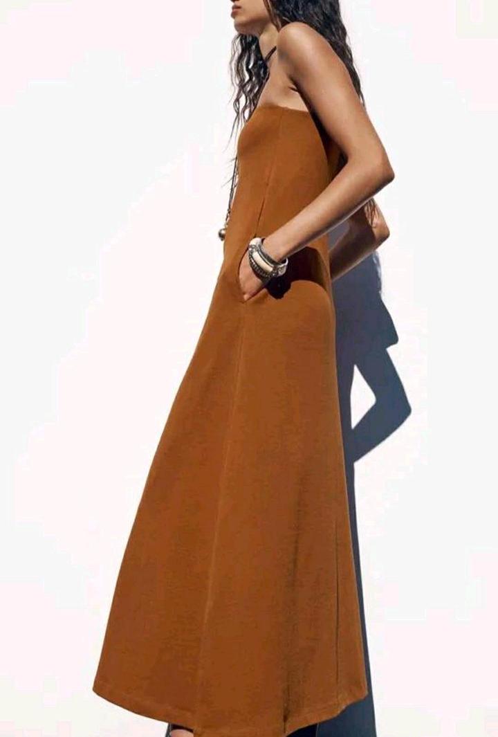 Платье из плотного хлопка без бретелей Zara новое