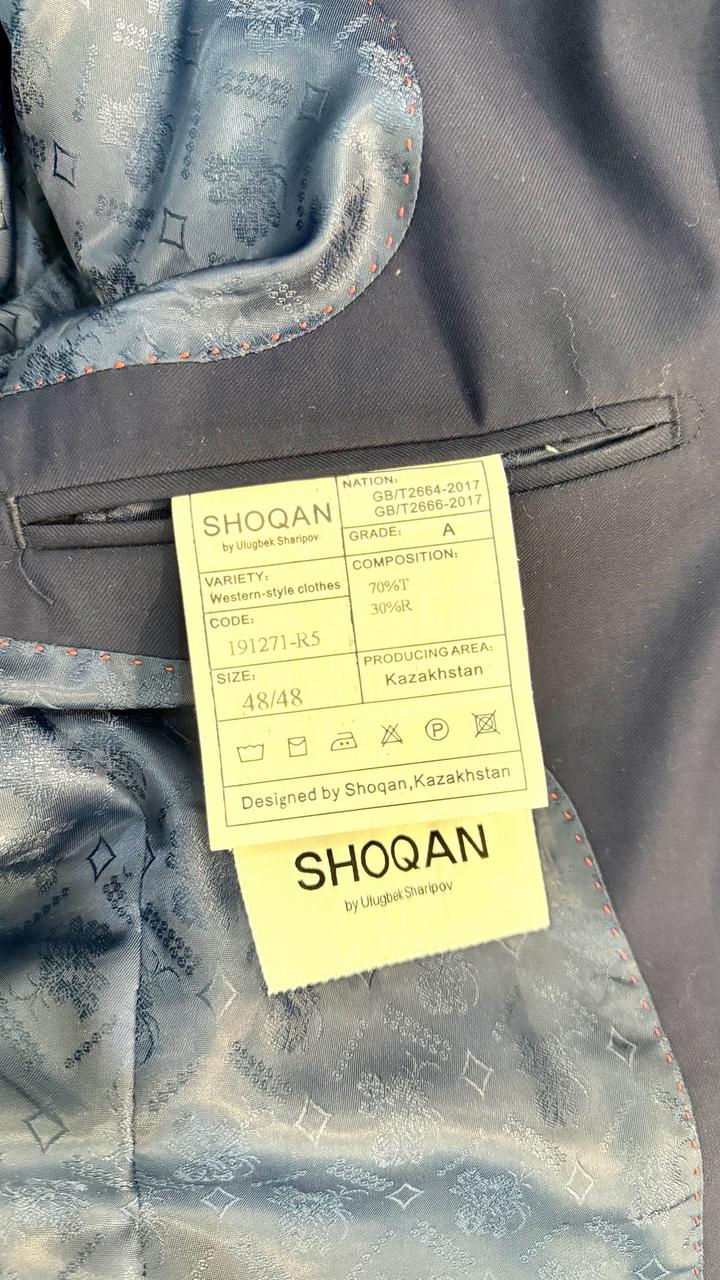 Shoqan мужской костюм темно синий тройка