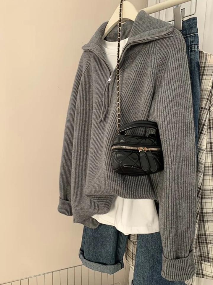 Кофта Полу замок серый