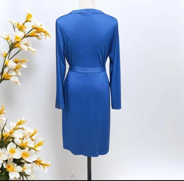 Синий хлопковый халат тонкий трикотаж